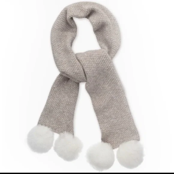NWT UGG Quatro Pom Cashmere Scarf in Oatmeal Heather - Picture 1 of 3